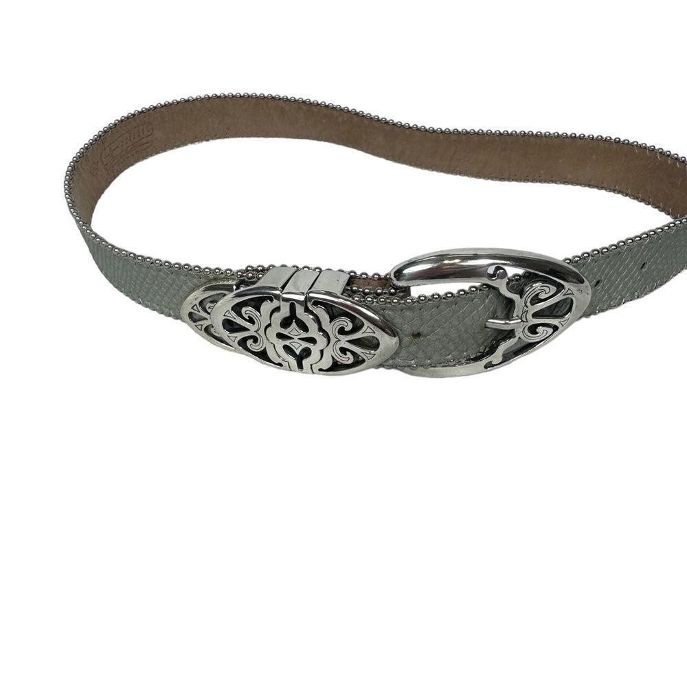 B.B. Simon silver Metallic Leather Studded Belt with decorative buckle